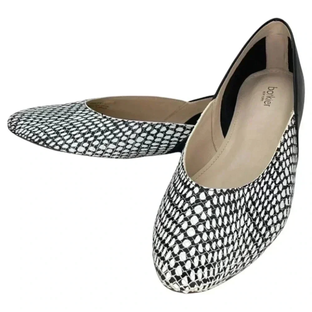 Botkier Britt Womens Flats 5.5M Leather Snake Print Slip On